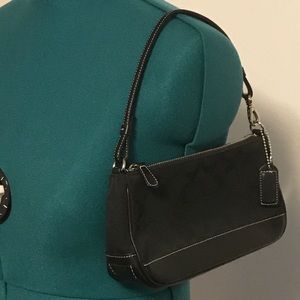 Vintage Coach Black Signature Mini Shoulder Bag